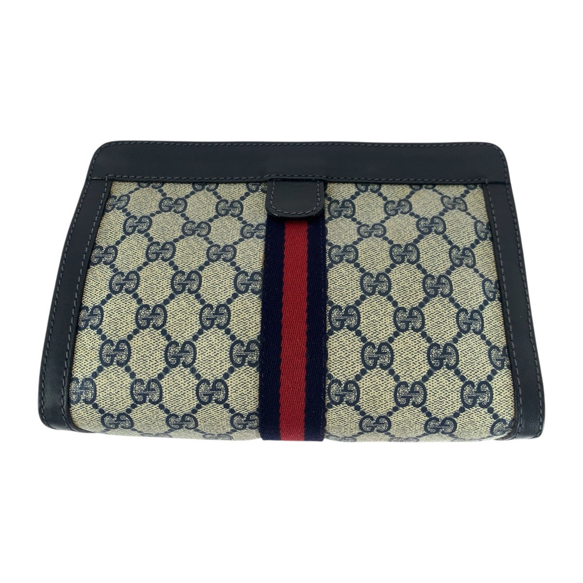 20032
GUCCI グッチ ヴィンテージ オールドグッチ シェリーライン ネイビー レッド グレー GGスプリームキャンバス / レザー クラッチバッグ セカンドバッグ メンズ AB15