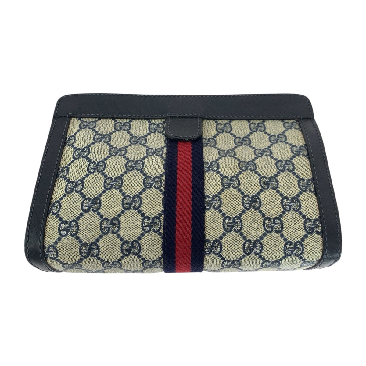 20032
GUCCI グッチ ヴィンテージ オールドグッチ シェリーライン ネイビー レッド グレー GGスプリームキャンバス / レザー クラッチバッグ セカンドバッグ メンズ AB15