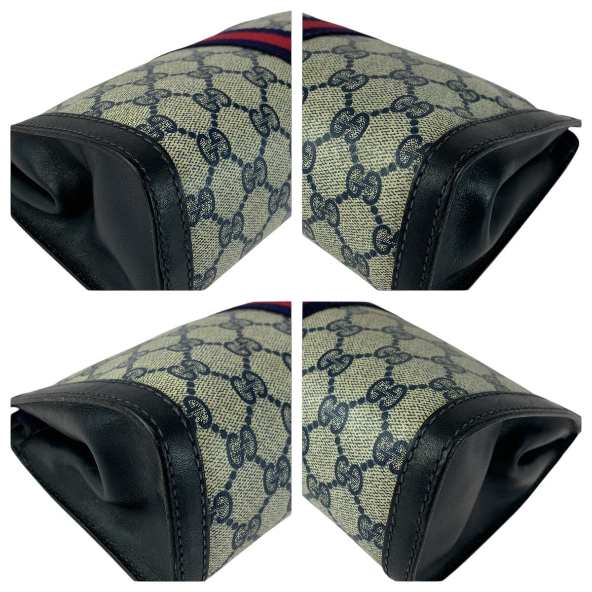 20032
GUCCI グッチ ヴィンテージ オールドグッチ シェリーライン ネイビー レッド グレー GGスプリームキャンバス / レザー クラッチバッグ セカンドバッグ メンズ AB15