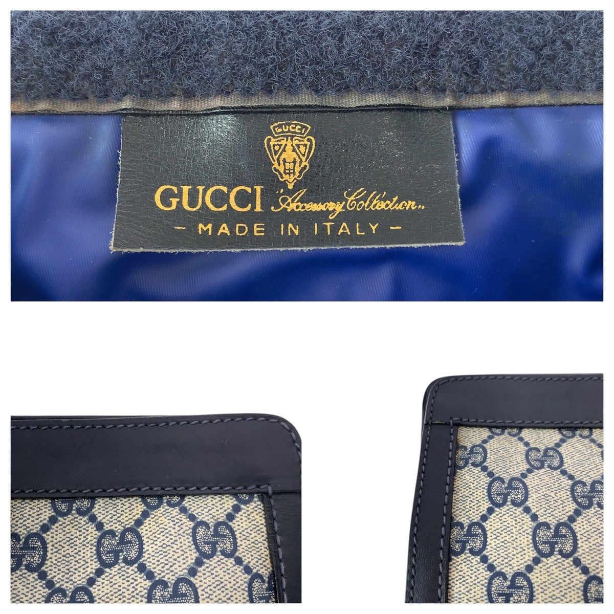20032
GUCCI グッチ ヴィンテージ オールドグッチ シェリーライン ネイビー レッド グレー GGスプリームキャンバス / レザー クラッチバッグ セカンドバッグ メンズ AB15