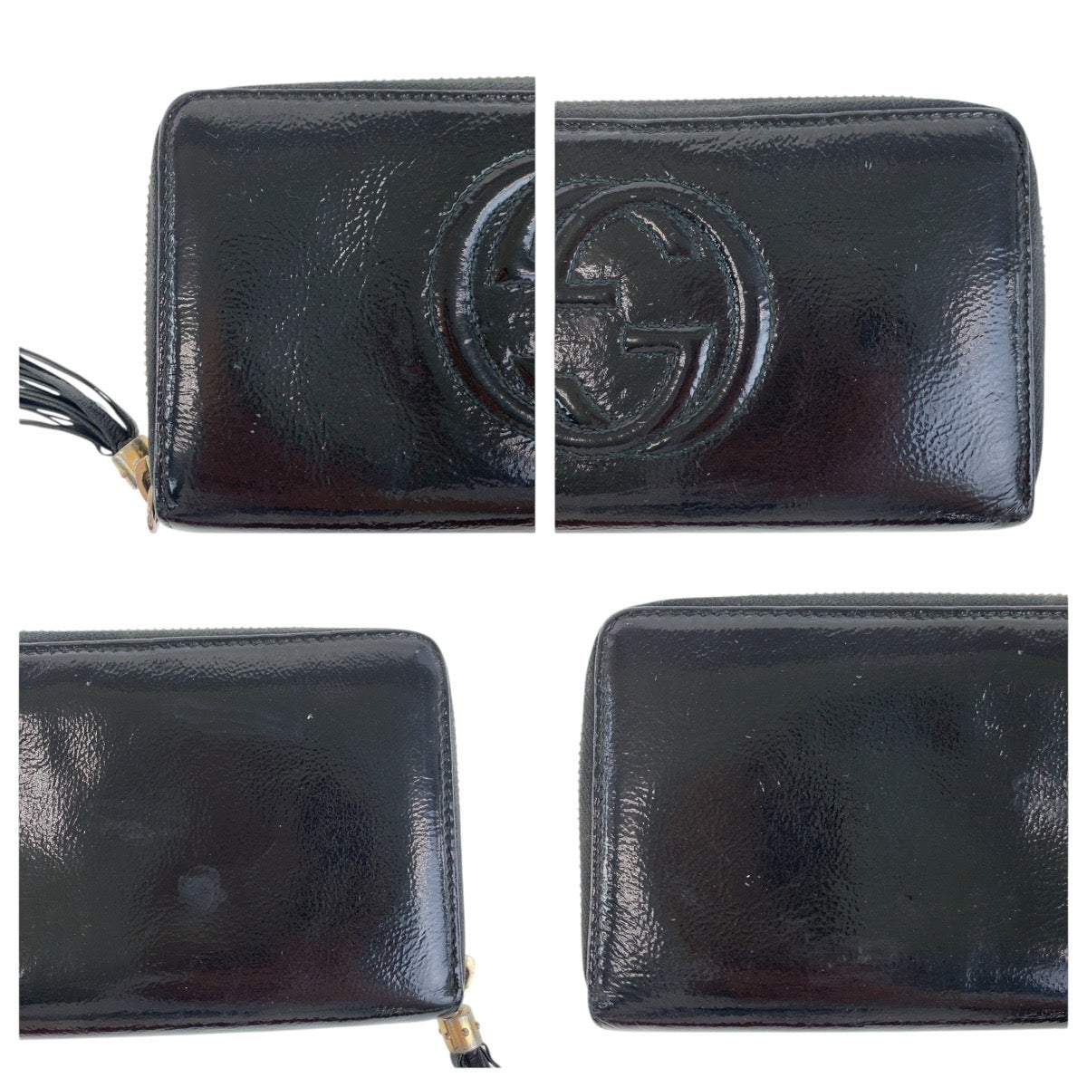 20033
GUCCI グッチ ソーホー ブラック 黒 ゴールド金具 エナメル 308004 長財布 ロングウォレット 男女兼用 レディース B5