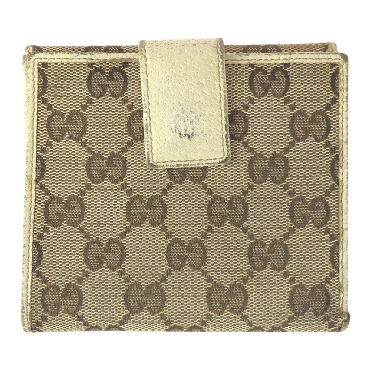 20035
GUCCI グッチ ベージュ ゴールド金具 GGキャンバス 112664 折財布 コンパクトウォレット レディース B3