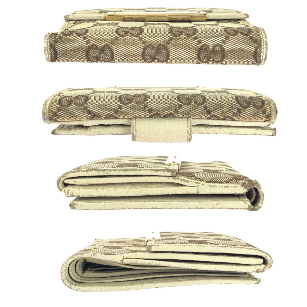 20035
GUCCI グッチ ベージュ ゴールド金具 GGキャンバス 112664 折財布 コンパクトウォレット レディース B3