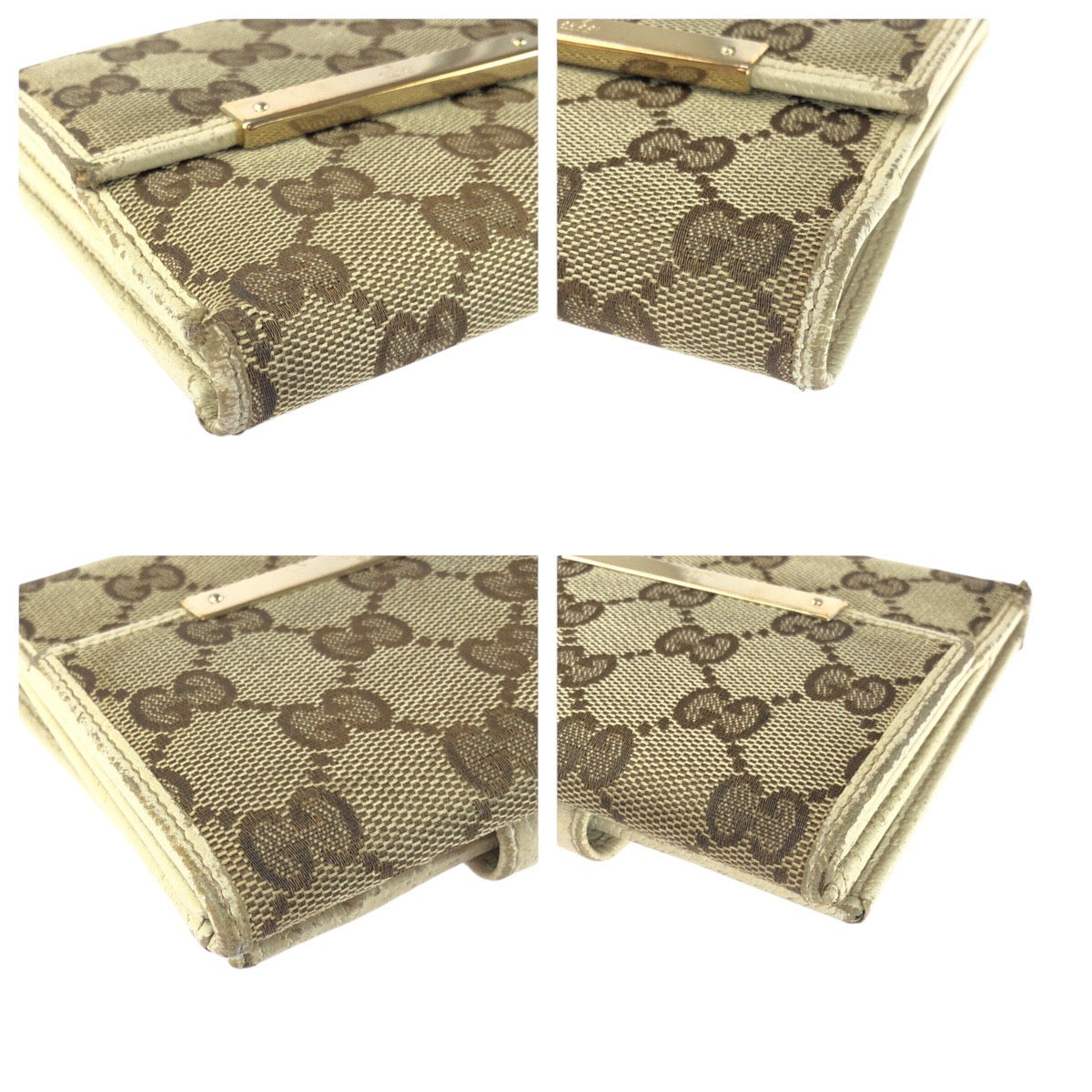 20035
GUCCI グッチ ベージュ ゴールド金具 GGキャンバス 112664 折財布 コンパクトウォレット レディース B3