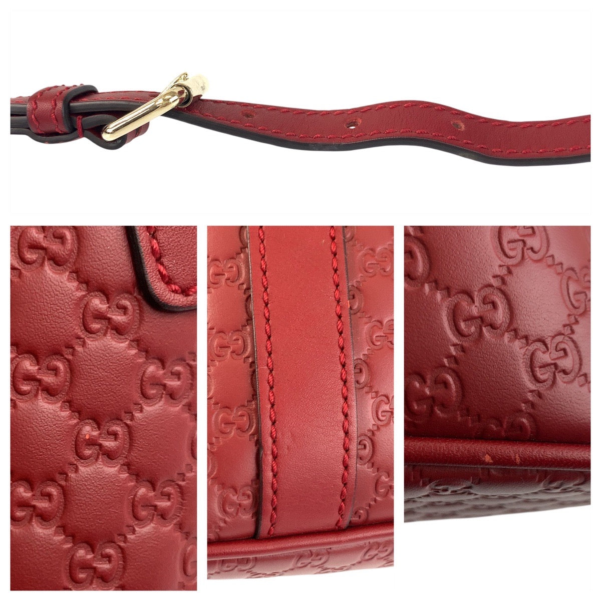 20047
GUCCI グッチ マイクログッチシマ レッド ゴールド金具 レザー 449663 ハンドバッグ ショルダーバッグ 2way レディース A75