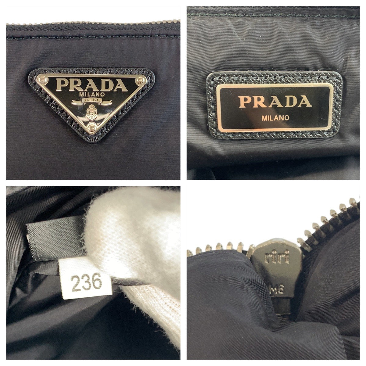 20053
PRADA プラダ テスート 三角ロゴプレート ブラック 黒 シルバー金具 ナイロン クラッチバッグ セカンドバッグ メンズ SA60