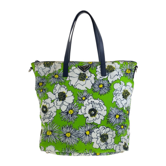 20054
PRADA プラダ テスート 三角ロゴプレート グリーン マルチカラー シルバー金具 ナイロン トートバッグ ショルダーバッグ レディース AB45