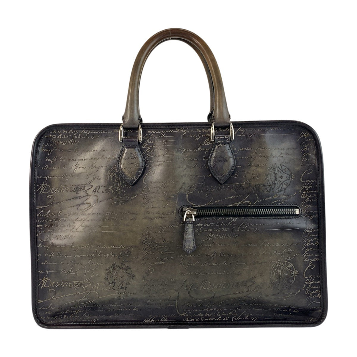20055
Berluti ベルルッティ カリグラフィ アンジュール グレー シルバー金具 レザー ビジネスバッグ ブリーフケース メンズ A138