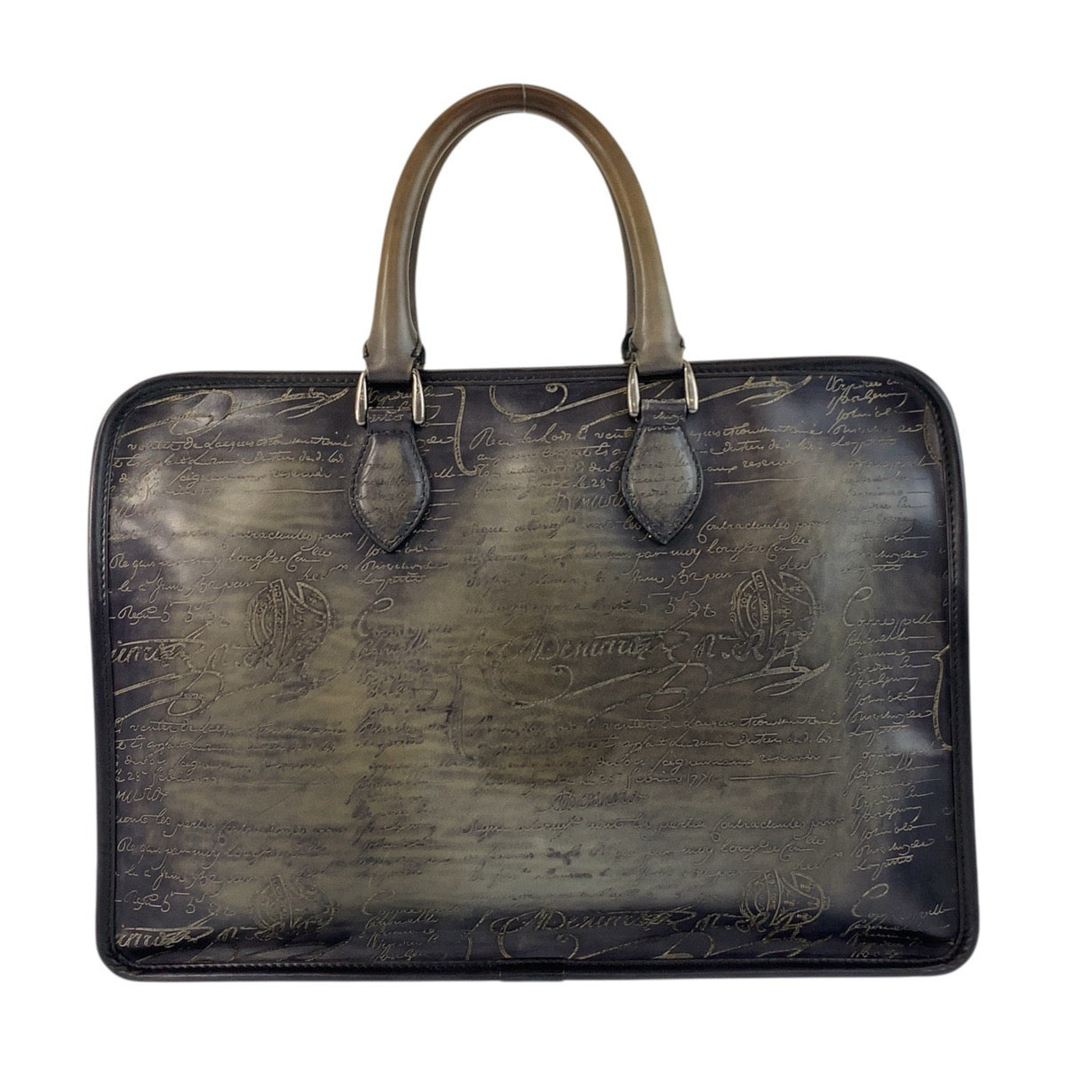 20055
Berluti ベルルッティ カリグラフィ アンジュール グレー シルバー金具 レザー ビジネスバッグ ブリーフケース メンズ A138