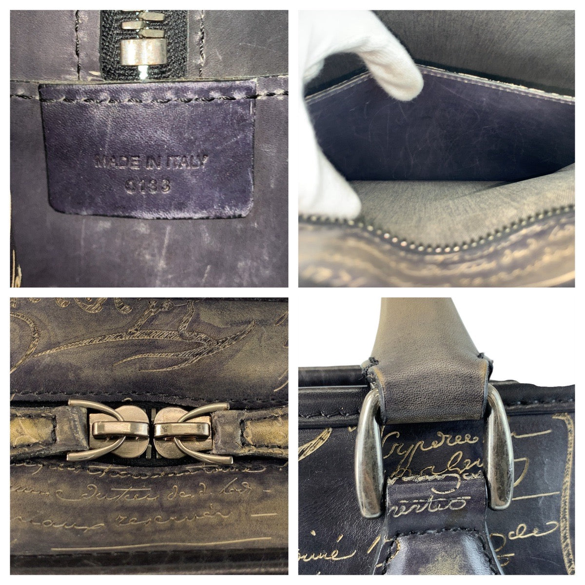 20055
Berluti ベルルッティ カリグラフィ アンジュール グレー シルバー金具 レザー ビジネスバッグ ブリーフケース メンズ A138