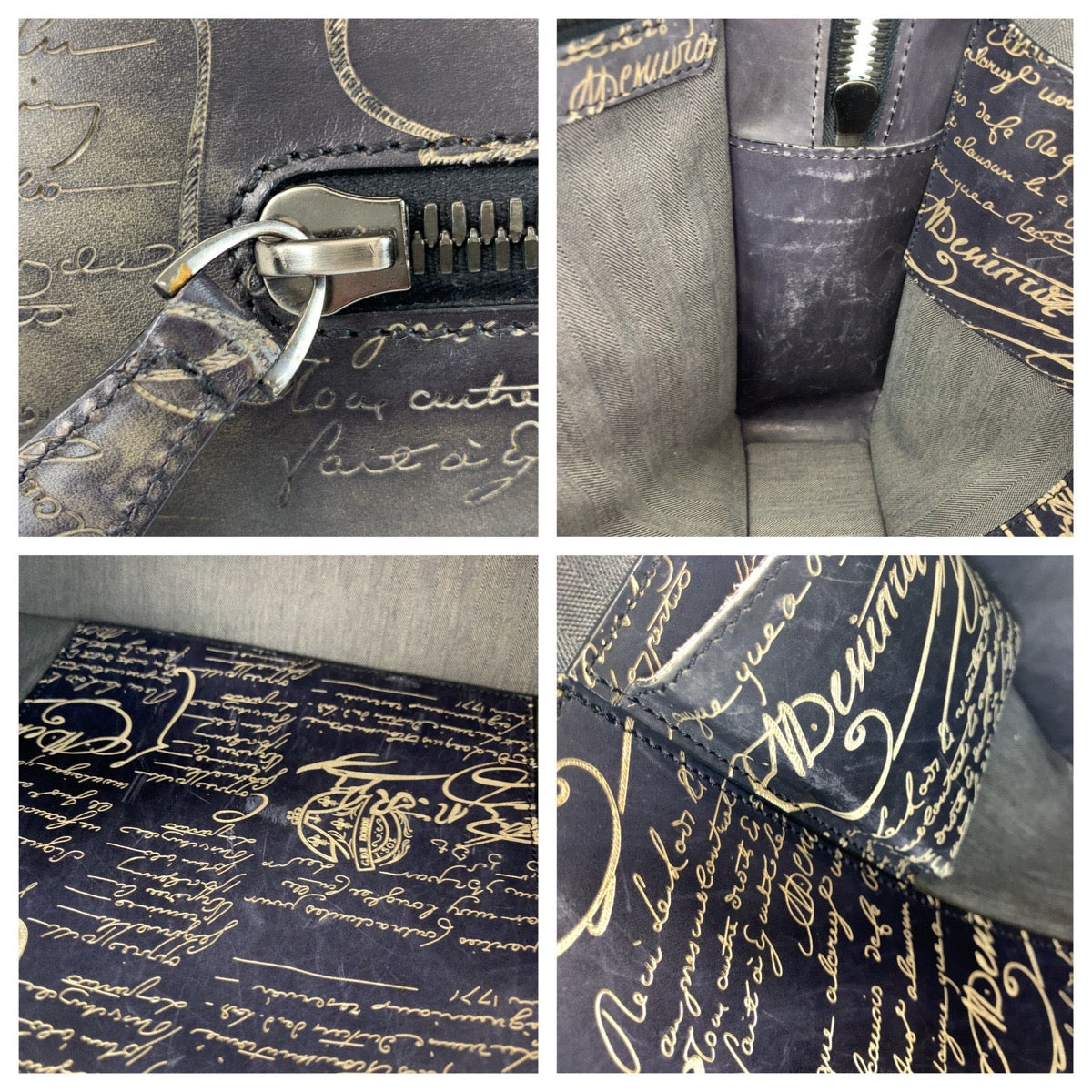 20055
Berluti ベルルッティ カリグラフィ アンジュール グレー シルバー金具 レザー ビジネスバッグ ブリーフケース メンズ A138