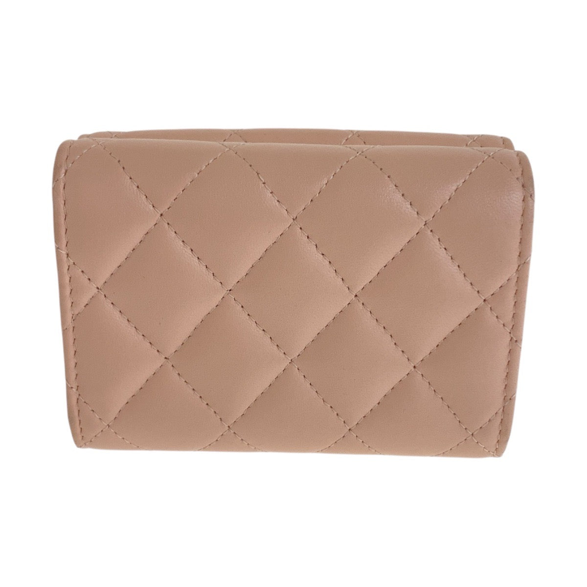 20056
CHANEL シャネル マトラッセ ココマーク ピンクベージュ シルバー金具 ラムスキン コンパクトウォレット Wホック レディース AB62