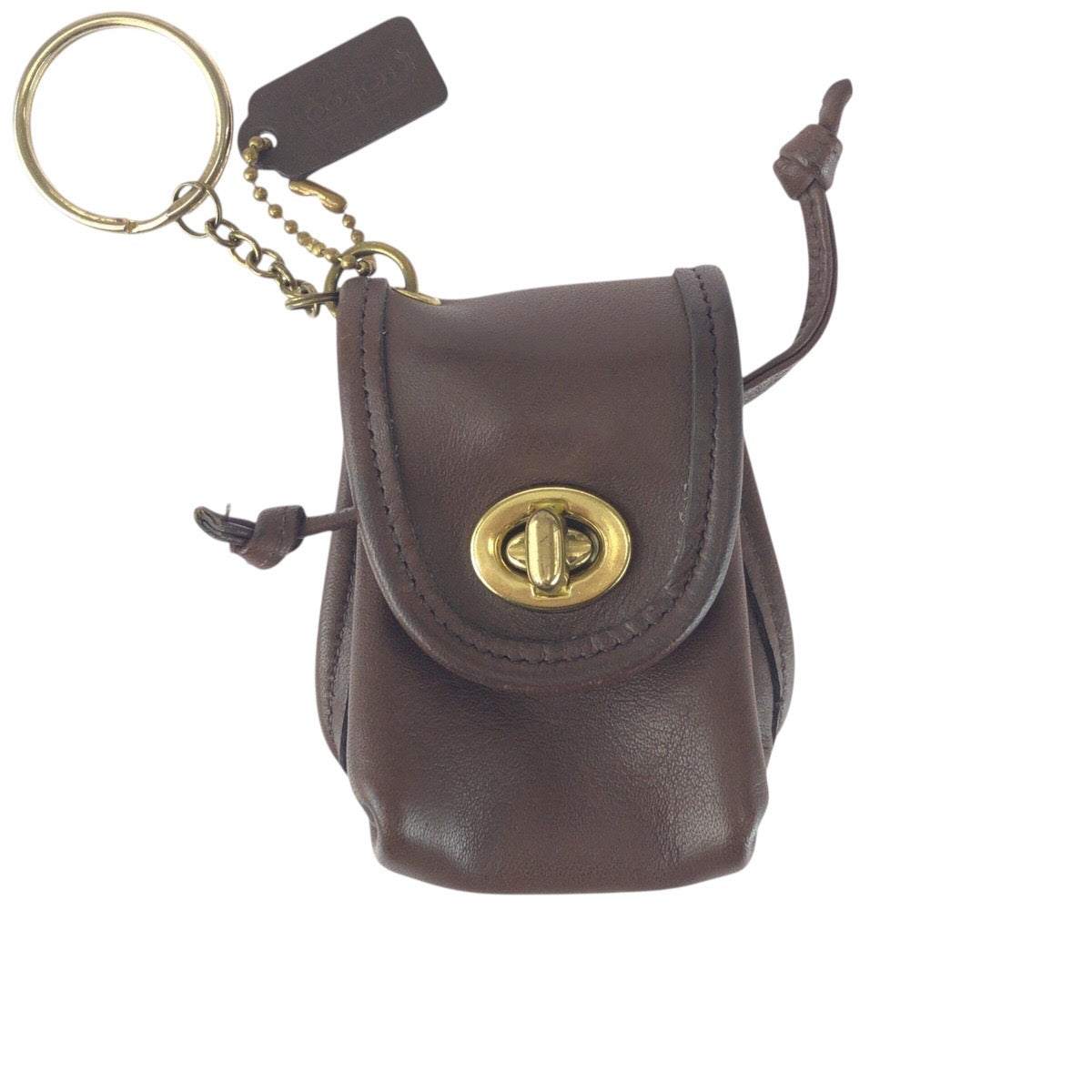 20058
COACH コーチ ヴィンテージ オールドコーチ ブラウン ゴールド金具 レザー ポーチ 小物入れ キーホルダー レディース ABP20