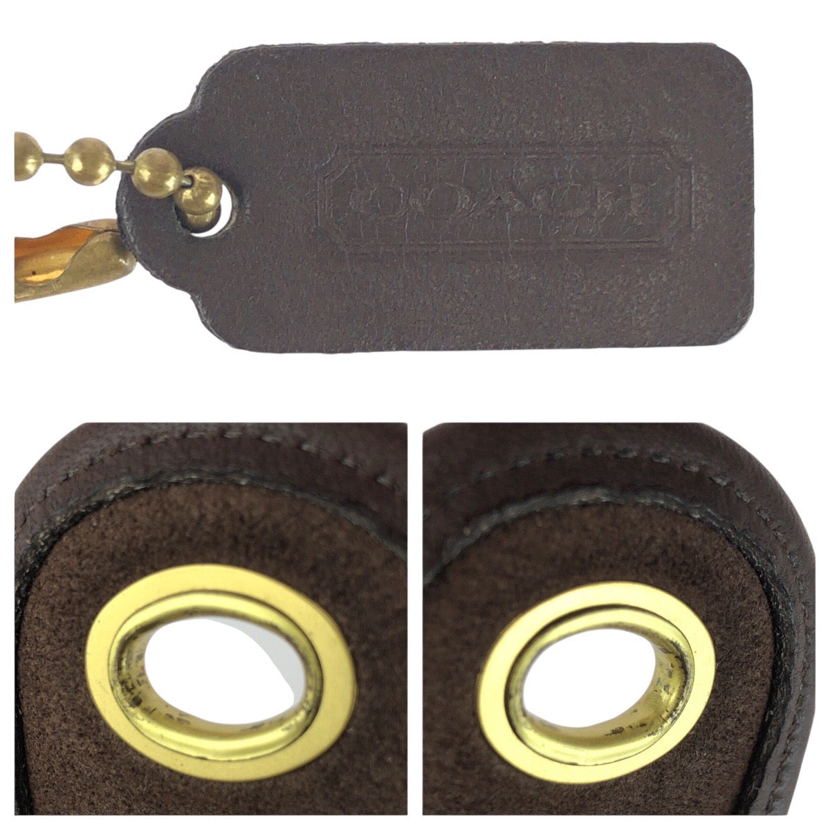 20058
COACH コーチ ヴィンテージ オールドコーチ ブラウン ゴールド金具 レザー ポーチ 小物入れ キーホルダー レディース ABP20