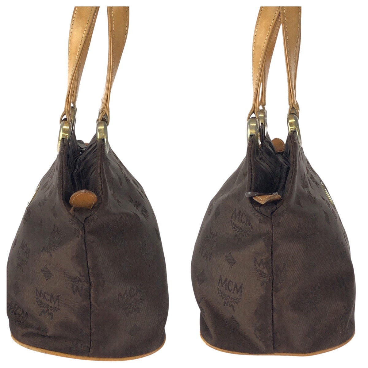 20062
MCM エム シー エム ブラウン ゴールド金具 ナイロン / レザー 161004 トートバッグ ハンドバッグ レディース AB8