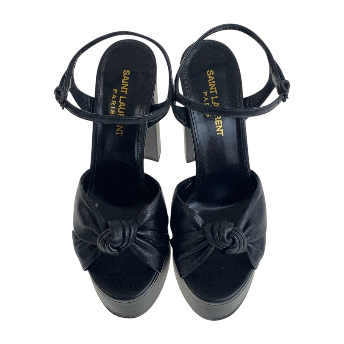20066
SAINT LAURENT PARIS サンローランパリ サイズ表記35.5/22.5cm ブラック 黒 レザー ヒール プラットフォーム クロスストラップ レディース AB16