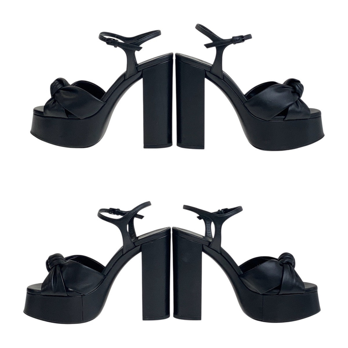 20066
SAINT LAURENT PARIS サンローランパリ サイズ表記35.5/22.5cm ブラック 黒 レザー ヒール プラットフォーム クロスストラップ レディース AB16
