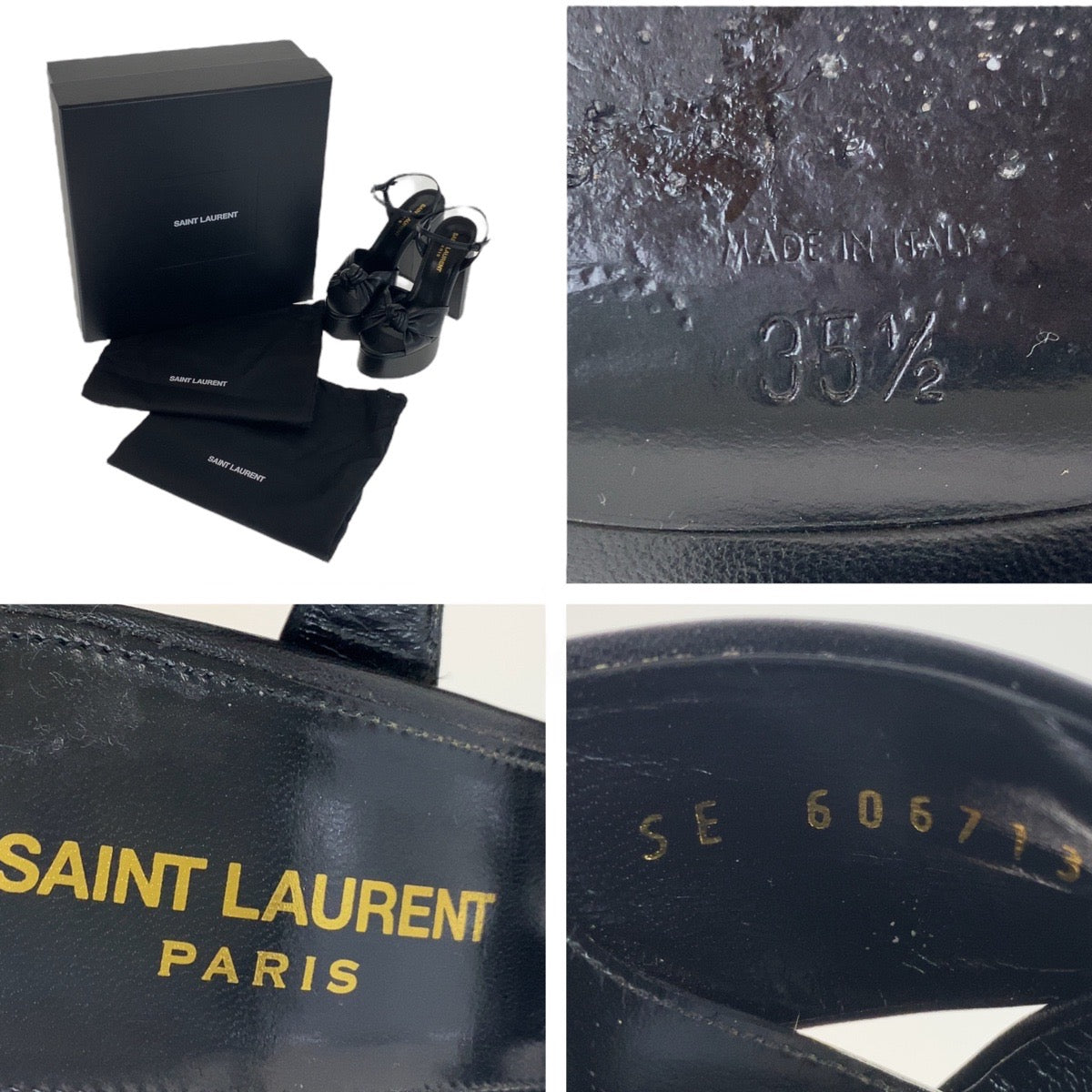 20066
SAINT LAURENT PARIS サンローランパリ サイズ表記35.5/22.5cm ブラック 黒 レザー ヒール プラットフォーム クロスストラップ レディース AB16