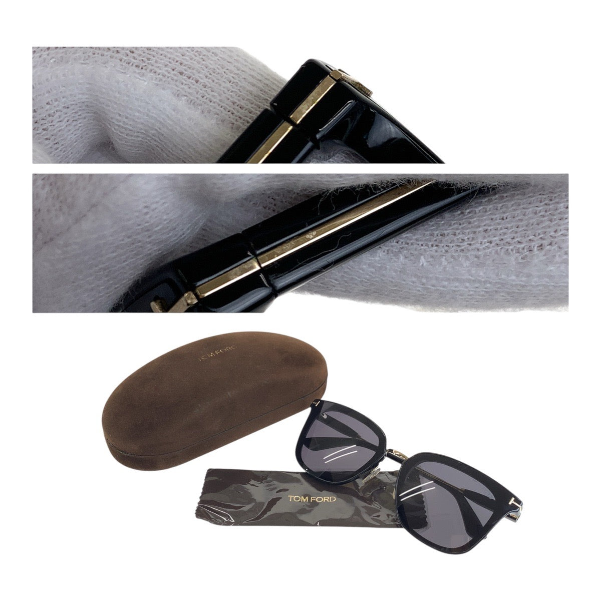 20078
TOM FORD トムフォード ブラック 黒 ゴールド金具 プラスチック LF4243117 サングラス スクエア レディース AB20