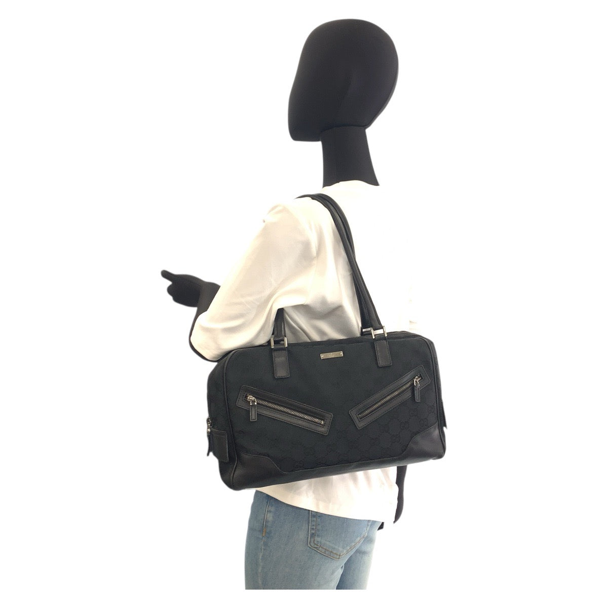 20079
GUCCI グッチ ブラック 黒 シルバー金具 GGキャンバス / レザー 002 1115 ショルダーバッグ レディース ABP35