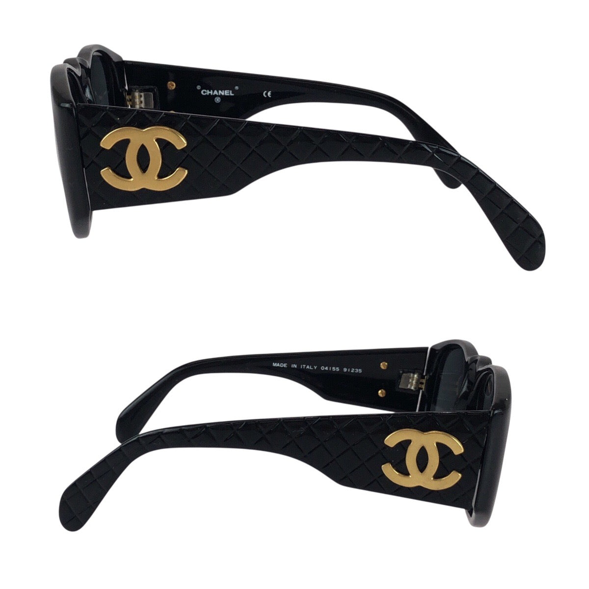 20081
CHANEL シャネル マトラッセ ココマーク ブラック 黒 ゴールド金具 プラスチック 04155 91235 サングラス 男女兼用 ウェリントン レディース AB20