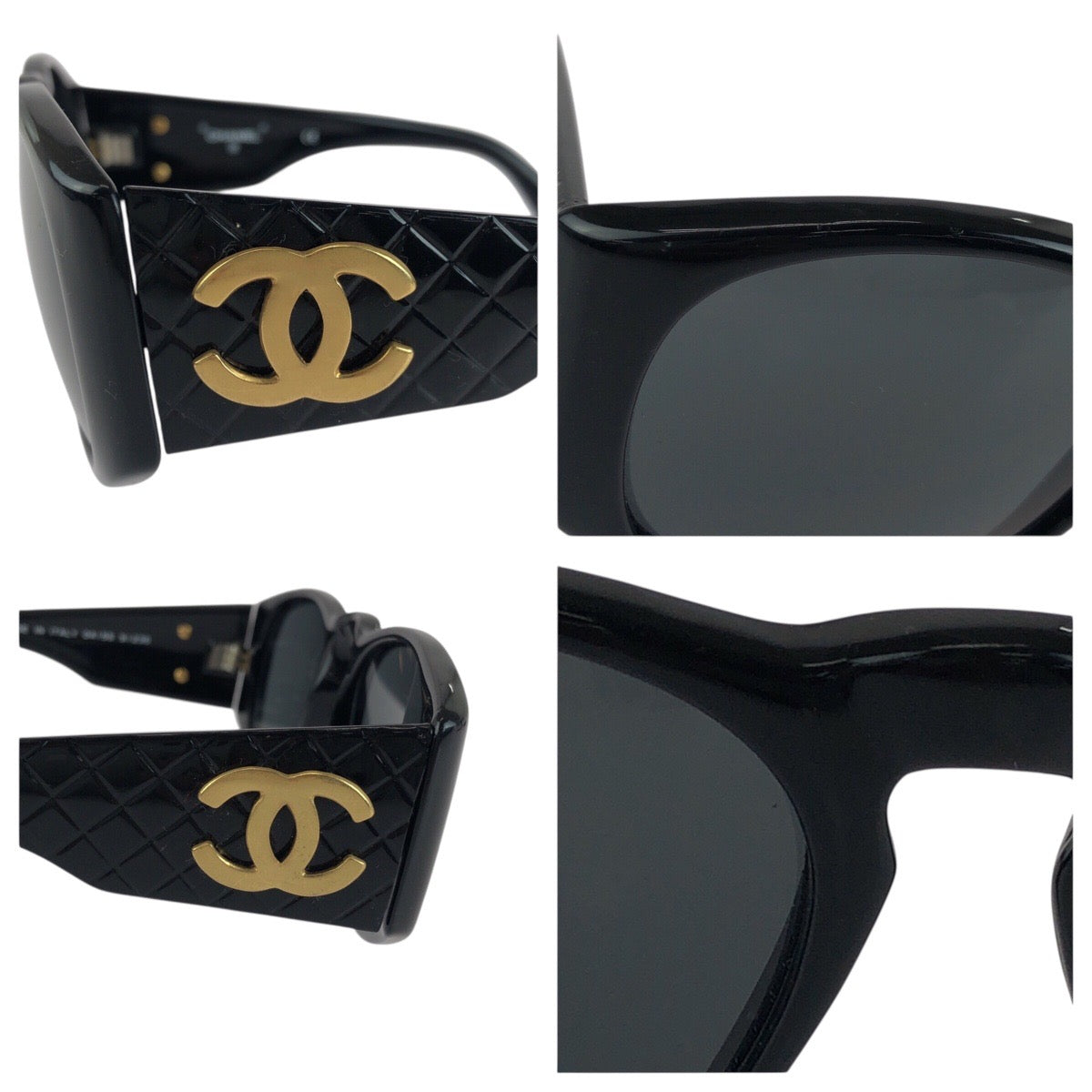 20081
CHANEL シャネル マトラッセ ココマーク ブラック 黒 ゴールド金具 プラスチック 04155 91235 サングラス 男女兼用 ウェリントン レディース AB20