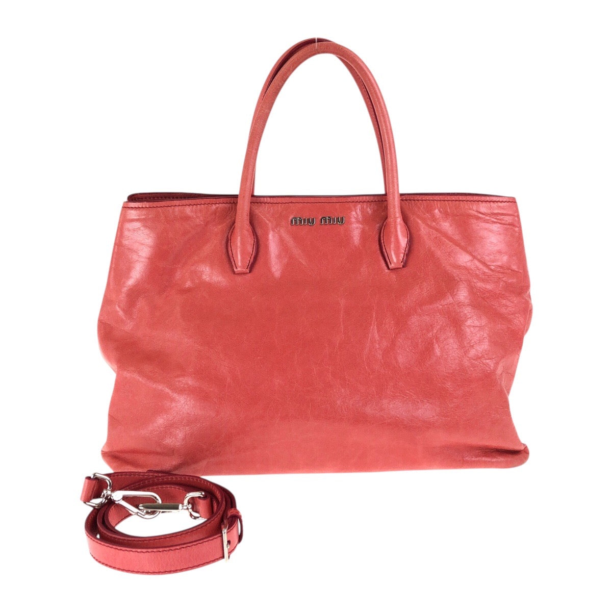 20084
MIUMIU ミュウミュウ ピンク シルバー金具 レザー トートバッグ ショルダーバッグ 2WAY レディース AB42