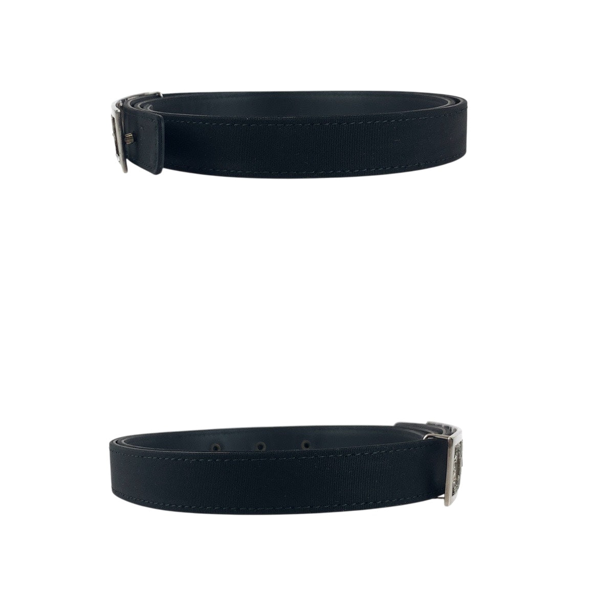 20087
CHANEL シャネル ロゴ ラインストーン 85cm/34inc ブラック シルバー金具 レザー ベルト B15 S刻印 レディース A84