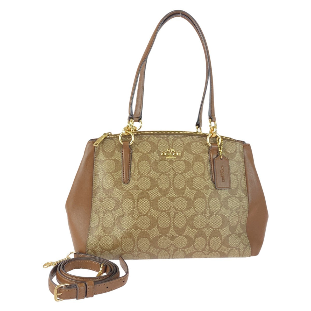 20088
COACH コーチ シグネチャー ブラウン ベージュ ゴールド金具 PVC / レザー G1723-F58291 ハンドバッグ ショルダーバッグ 2WAY レディース SA14