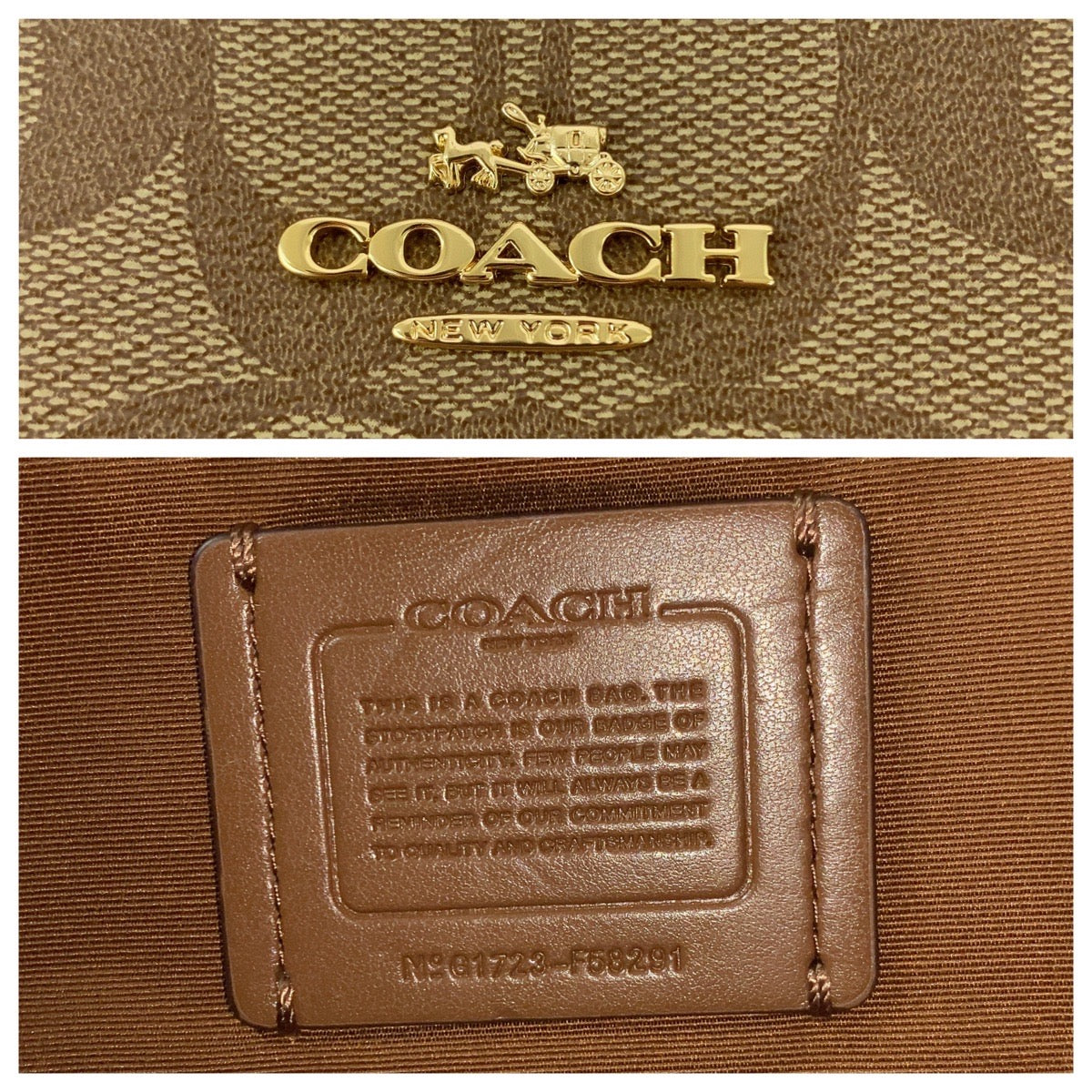 20088
COACH コーチ シグネチャー ブラウン ベージュ ゴールド金具 PVC / レザー G1723-F58291 ハンドバッグ ショルダーバッグ 2WAY レディース SA14