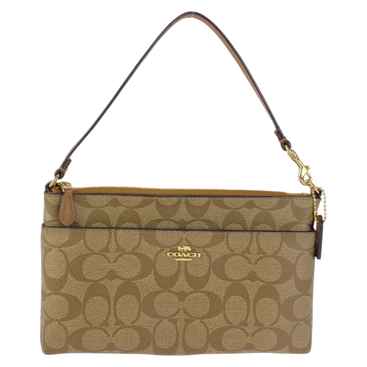 20090
COACH コーチ シグネチャー ベージュ ブラウン ゴールド金具 PVC F1832 ハンドバッグ アクセサリーポーチ レディース SA13