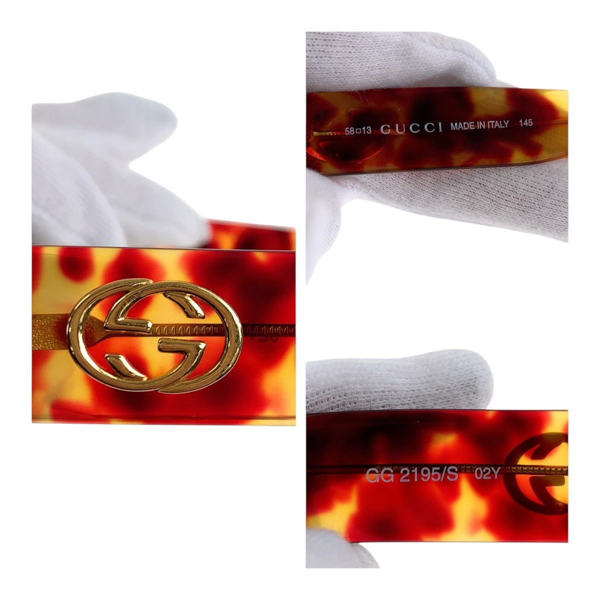 20094
GUCCI グッチ マーブル マルチカラー ゴールド金具 プラスチック GG2195/S サングラス オーバル レディース AB12