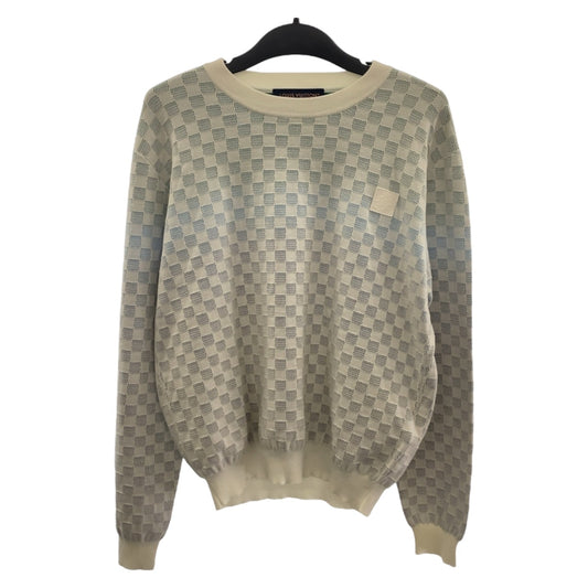 20096
LOUIS VUITTON ルイヴィトン ダミエ グラディエント サイズL ホワイト ブルー コットン ニット プルオーバー セーター カットソー メンズ ABP118