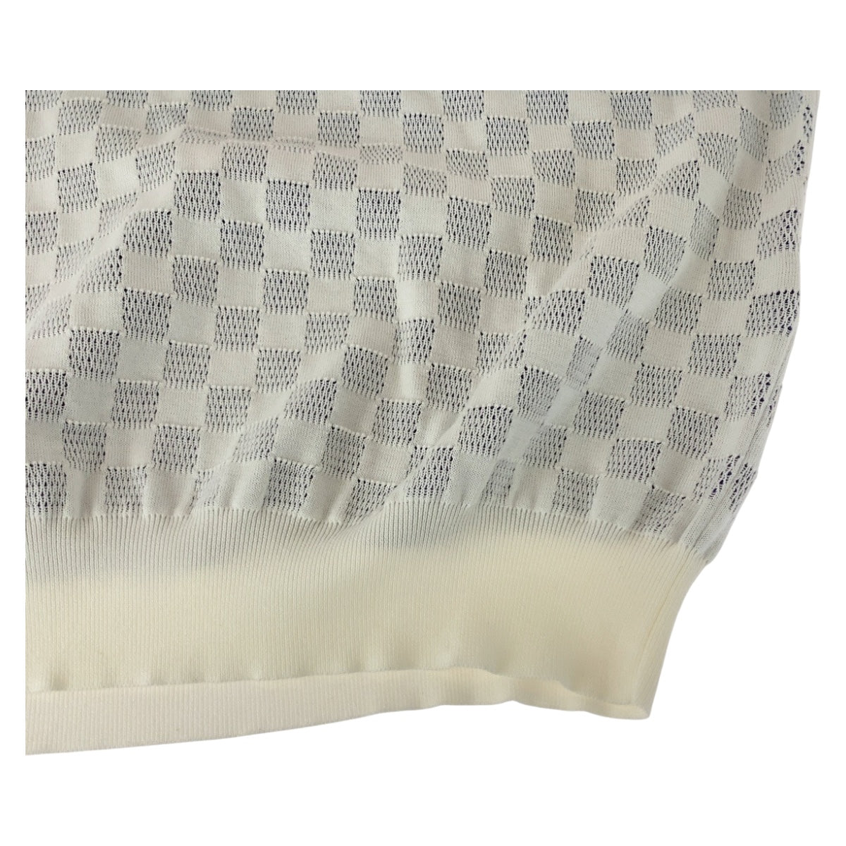 20096
LOUIS VUITTON ルイヴィトン ダミエ グラディエント サイズL ホワイト ブルー コットン ニット プルオーバー セーター カットソー メンズ ABP118