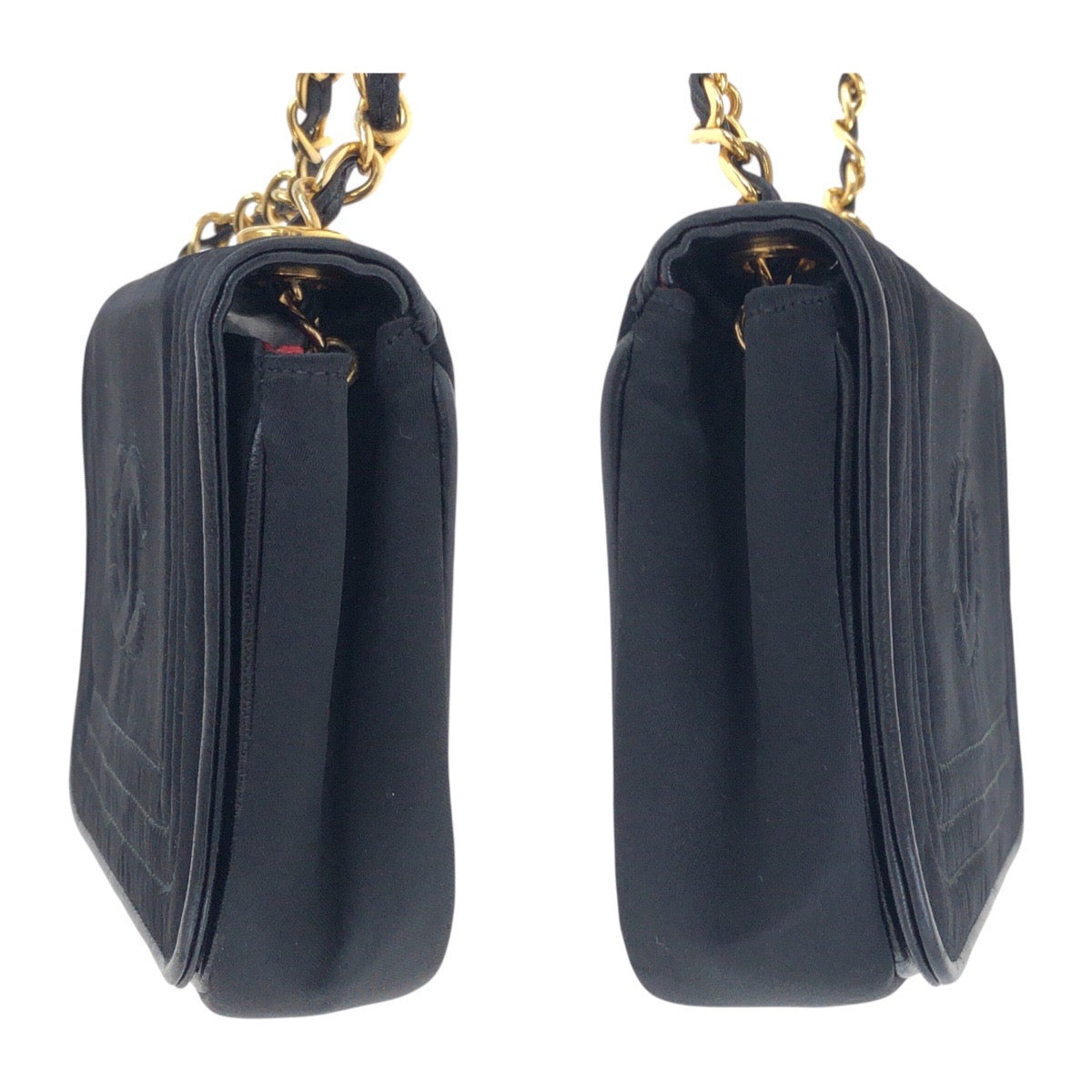 20098
CHANEL シャネル ヴィンテージ ココマーク ブラック 黒 ゴールド金具 サテン チェーンショルダーバッグ ポシェット レディース AB88