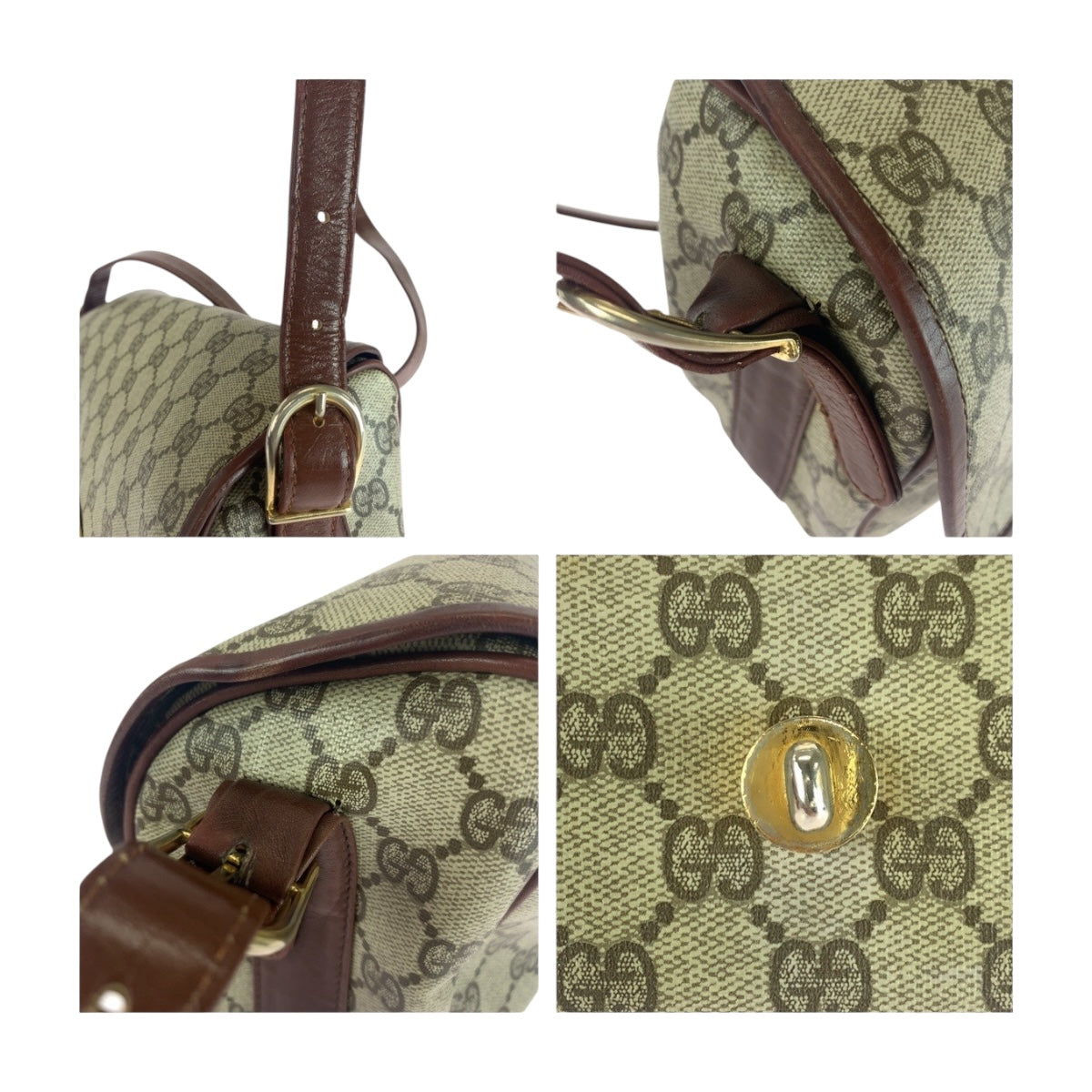 20105
GUCCI グッチ ヴィンテージ オールドグッチ ベージュ ブラウン ゴールド金具 GGスプリームキャンバス 斜め掛け ショルダーバッグ レディース AB42