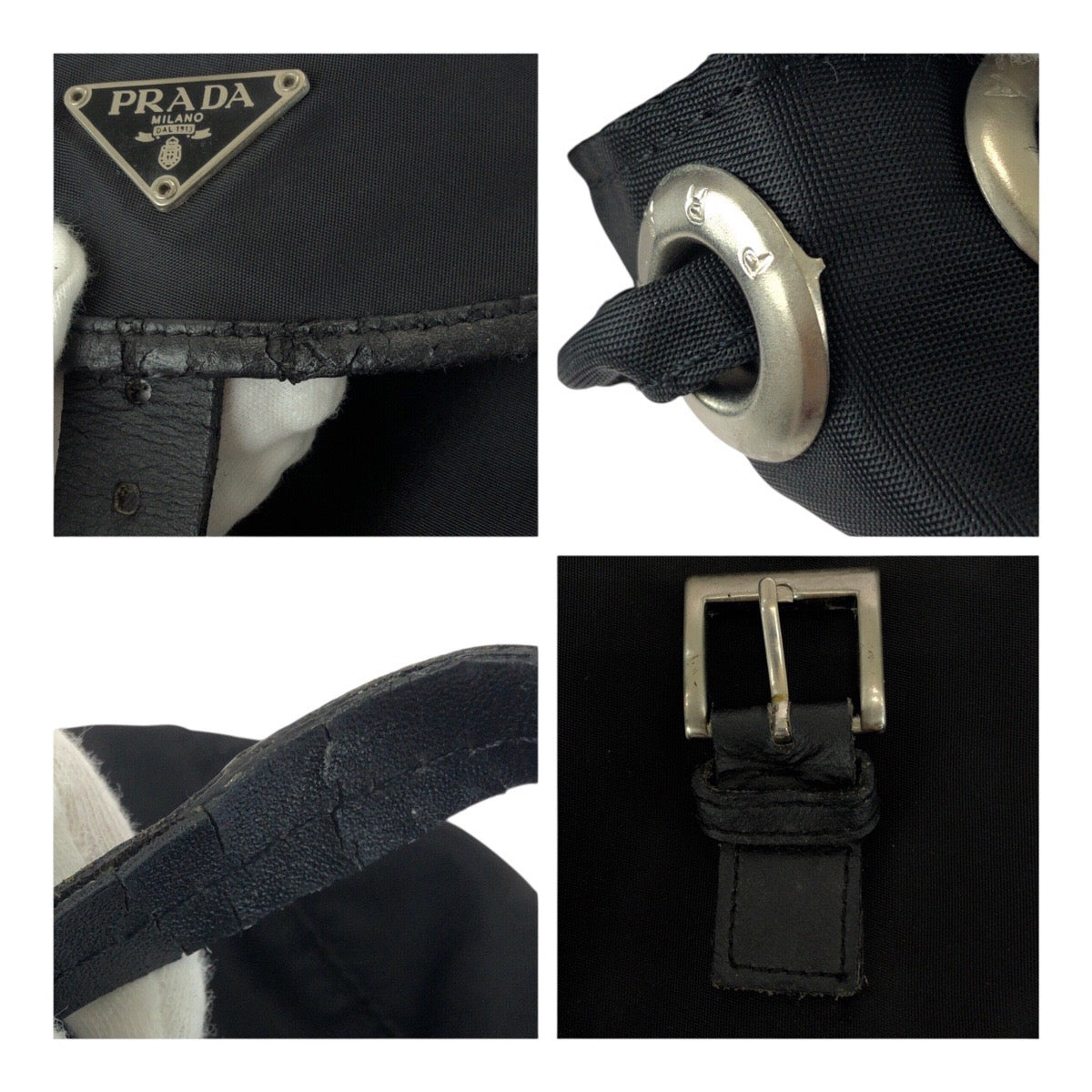 20106
PRADA Tessuto Black Silver Hardware Nylon Backpack for women AB28