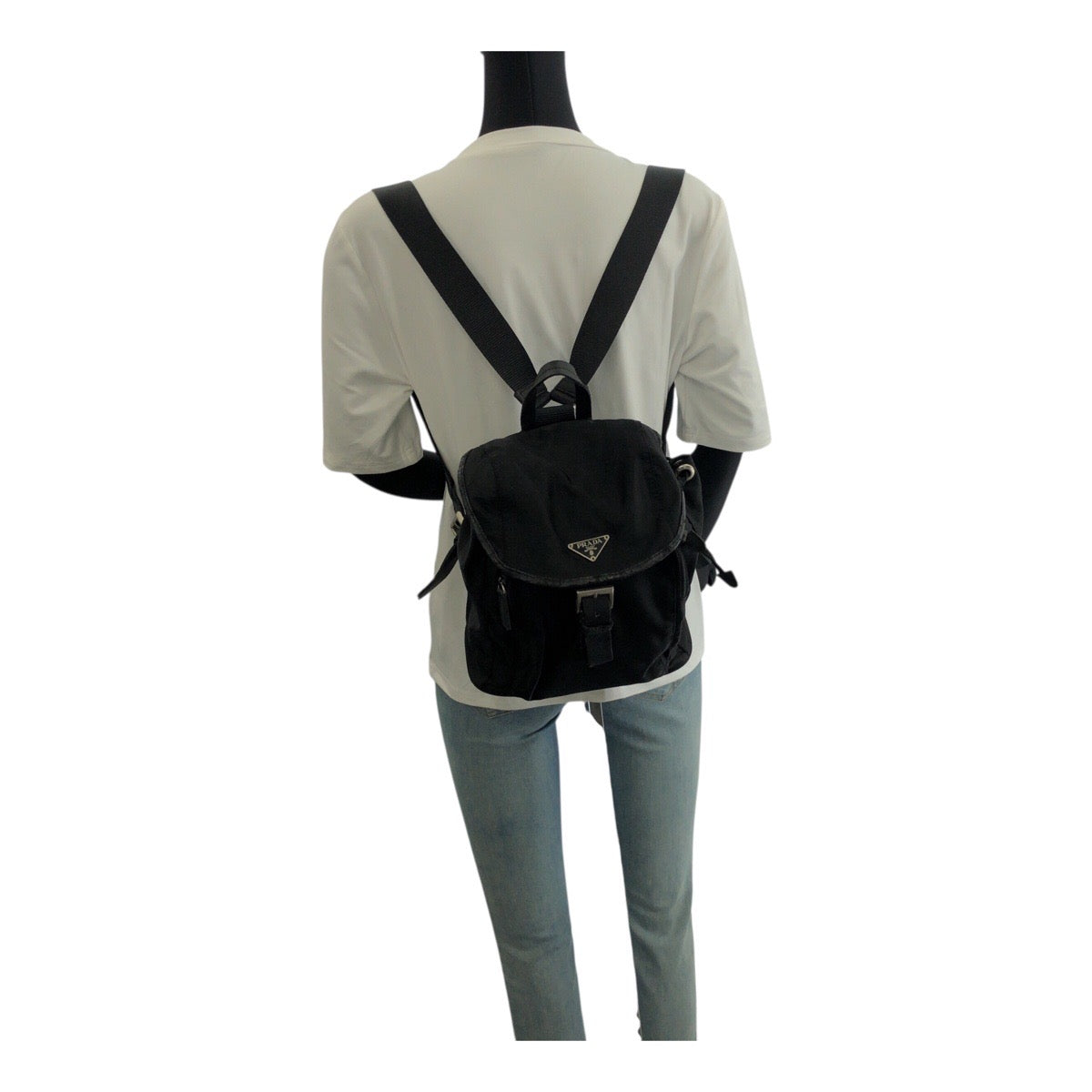 20106
PRADA Tessuto Black Silver Hardware Nylon Backpack for women AB28