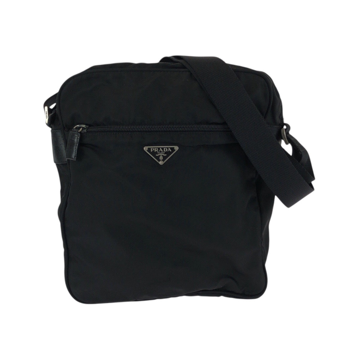 20111
PRADA プラダ テスート 三角ロゴプレート ブラック 黒 シルバー金具 ナイロン ショルダーバッグ ポシェット レディース AB35