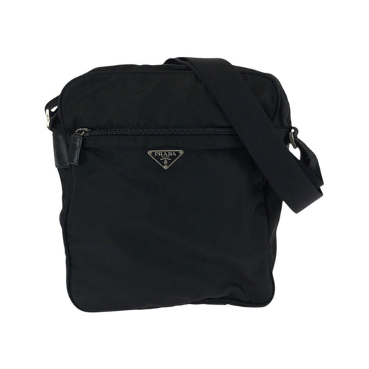 20111
PRADA プラダ テスート 三角ロゴプレート ブラック 黒 シルバー金具 ナイロン ショルダーバッグ ポシェット レディース AB35