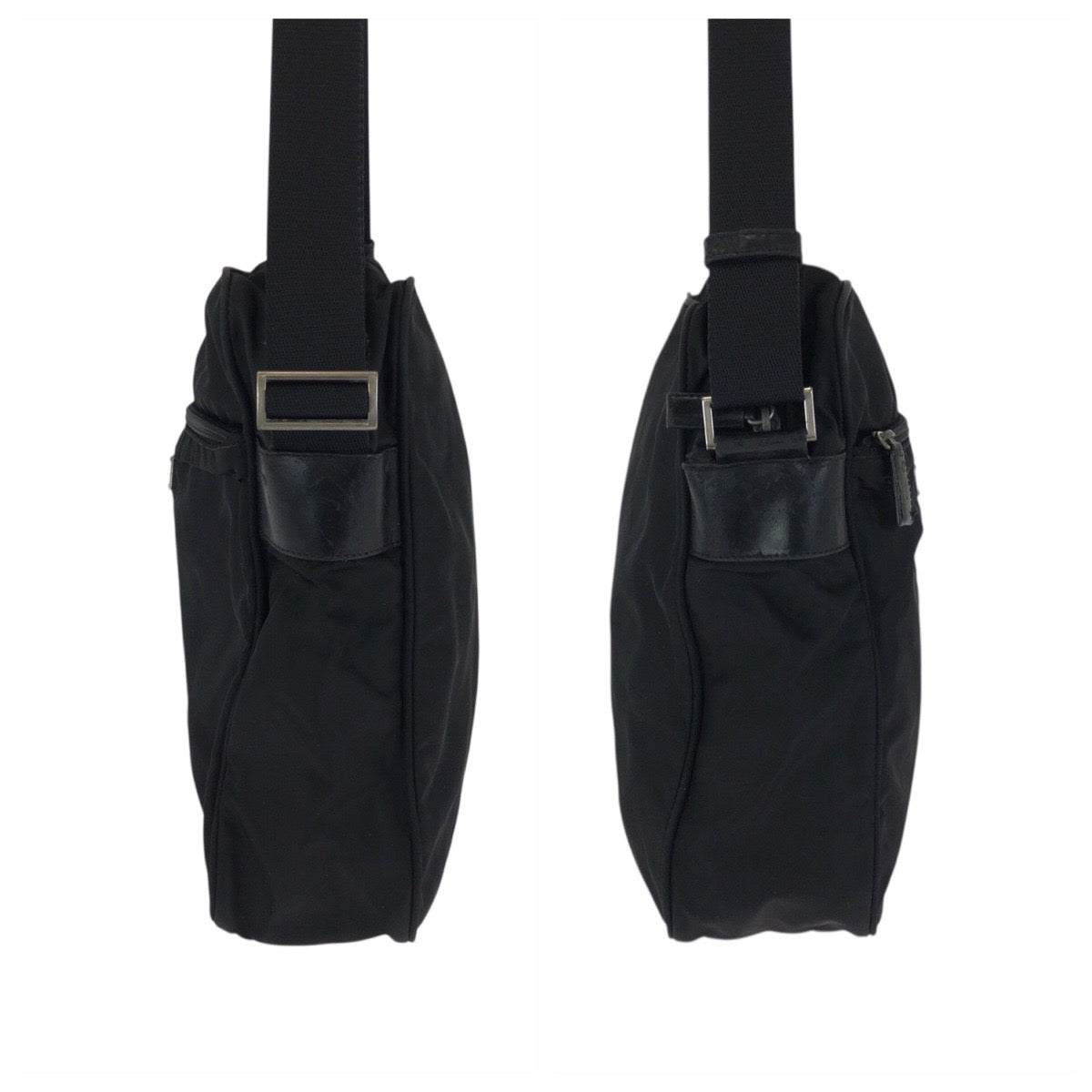20111
PRADA プラダ テスート 三角ロゴプレート ブラック 黒 シルバー金具 ナイロン ショルダーバッグ ポシェット レディース AB35