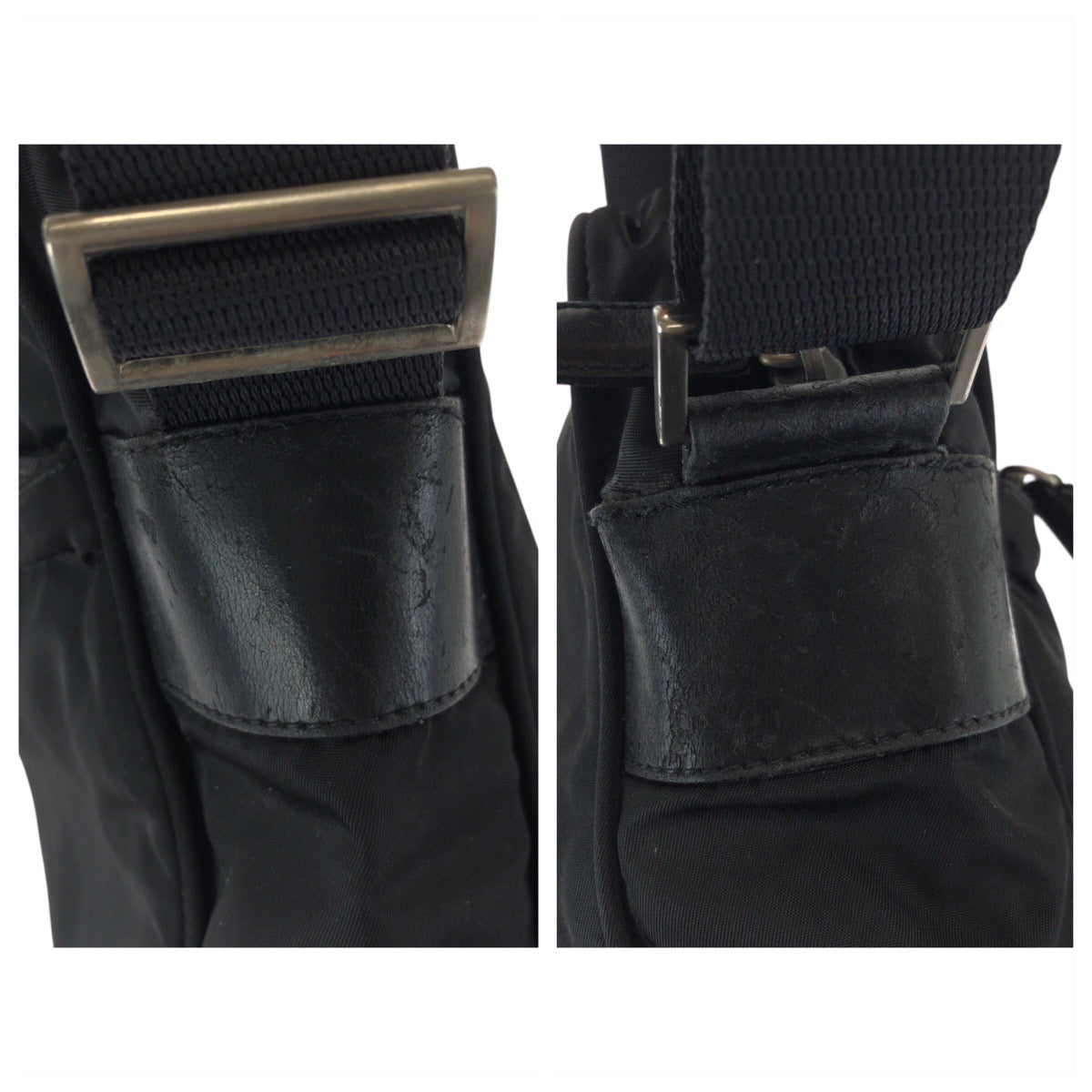 20111
PRADA プラダ テスート 三角ロゴプレート ブラック 黒 シルバー金具 ナイロン ショルダーバッグ ポシェット レディース AB35