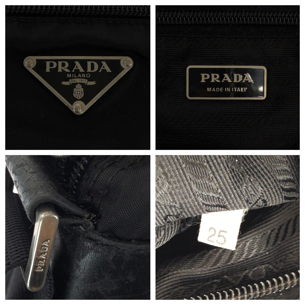 20111
PRADA プラダ テスート 三角ロゴプレート ブラック 黒 シルバー金具 ナイロン ショルダーバッグ ポシェット レディース AB35