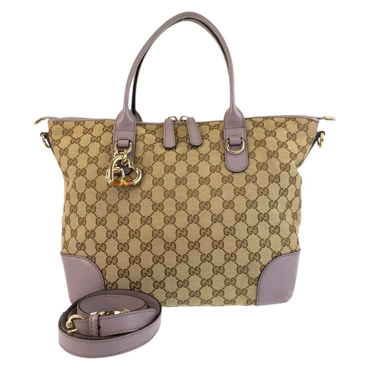 20112
GUCCI グッチ バンブー ハート ベージュ パープル ゴールド金具 GGキャンバス / レザー 269957 トートバッグ ショルダーバッグ 2way レディース AB38