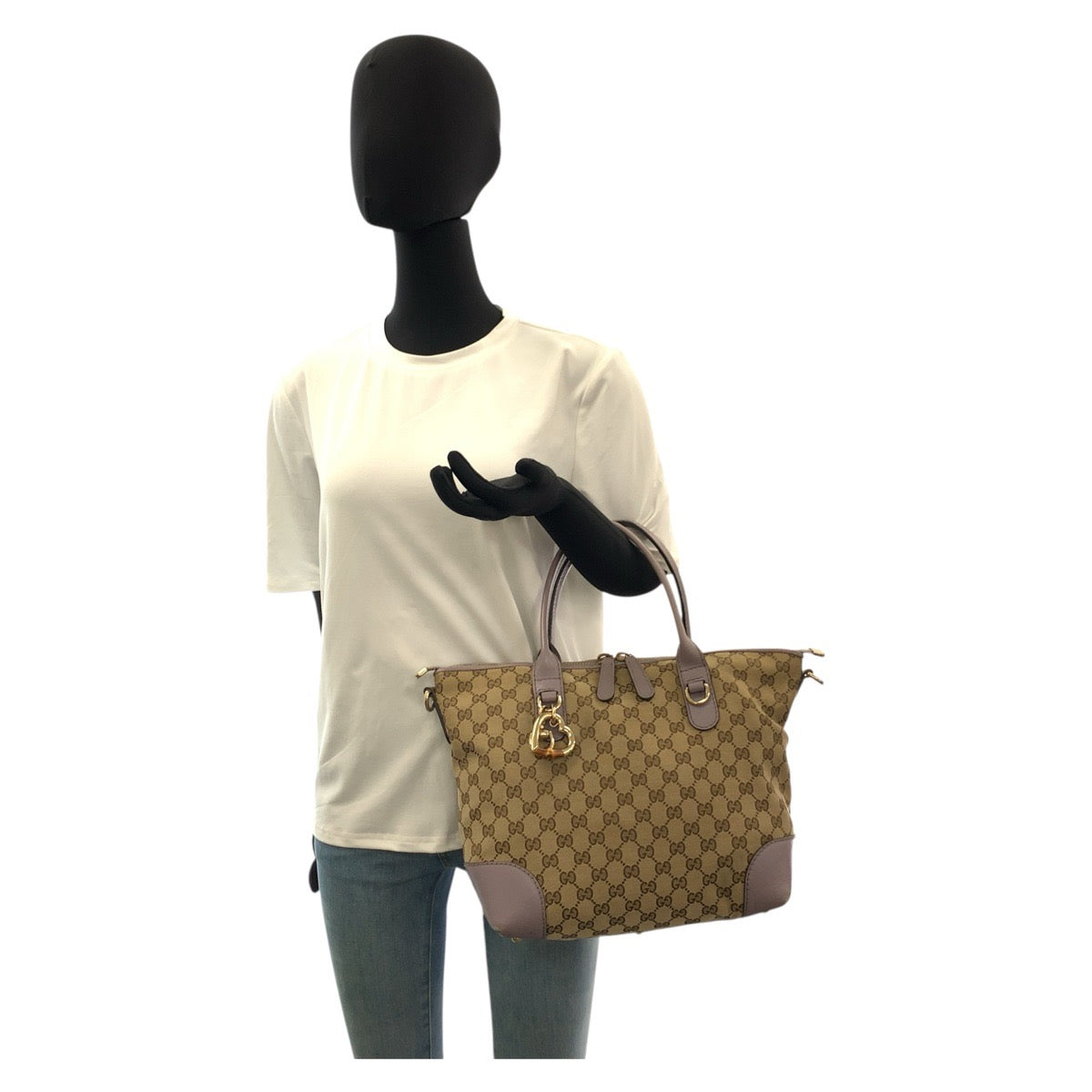 20112
GUCCI グッチ バンブー ハート ベージュ パープル ゴールド金具 GGキャンバス / レザー 269957 トートバッグ ショルダーバッグ 2way レディース AB38