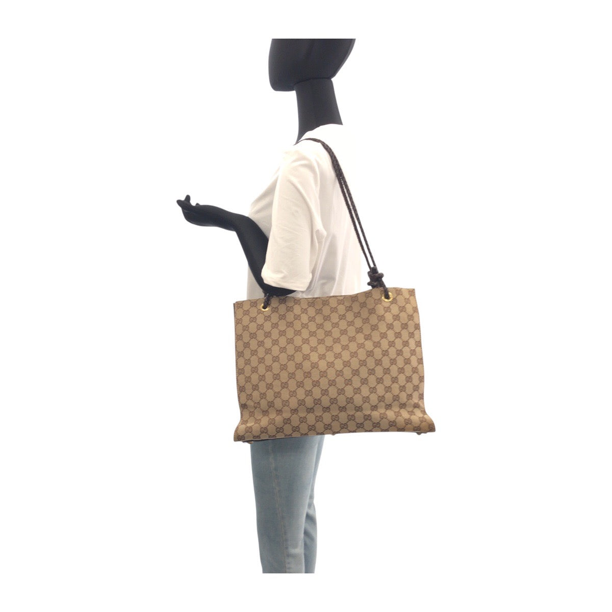 20114
GUCCI グッチ ベージュ ブラウン ゴールド金具 GGキャンバス / レザー 109140 トートバッグ ショルダーバッグ レディース ABP38