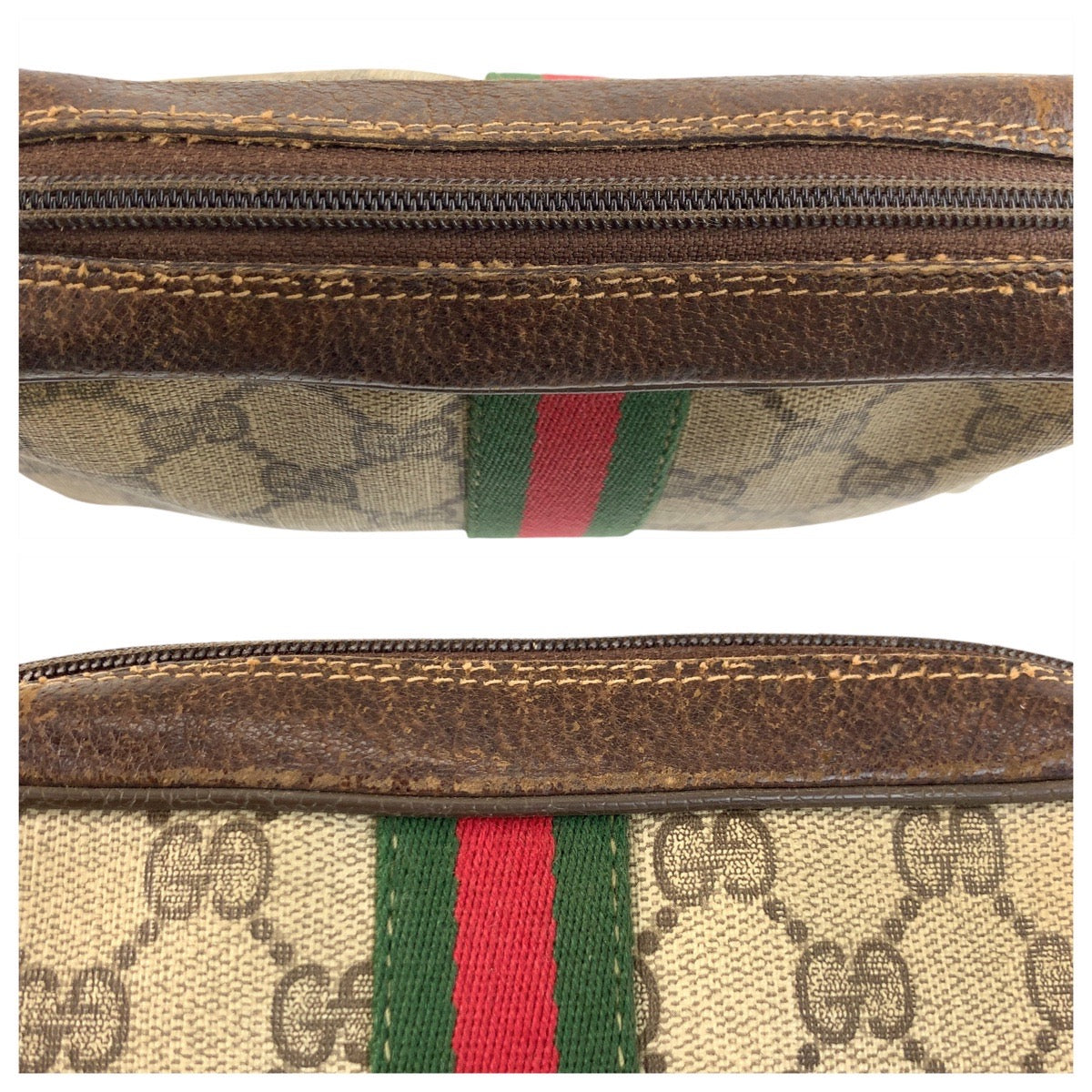 20117
GUCCI グッチ ヴィンテージ シェリーライン オールドグッチ ベージュ ブラウン ゴールド金具 GGスプリームキャンバス / レザー 98 69 014 3553 クラッチバッグ セカンドバッグ メンズ AB14