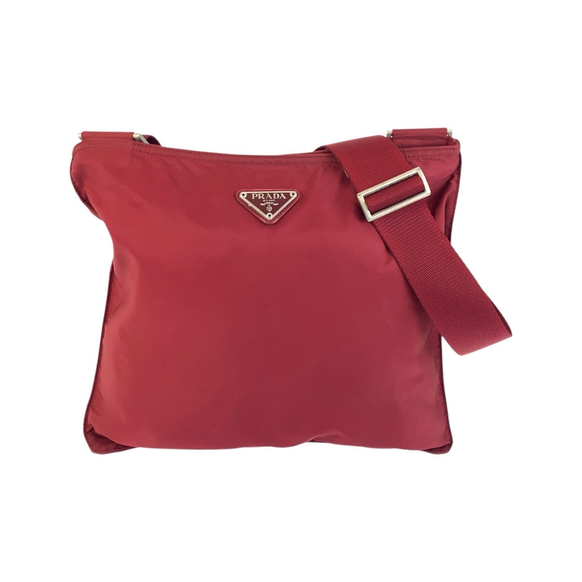 20120
PRADA プラダ テスート 三角ロゴプレート ワインレッド 赤 シルバー金具 ナイロン ショルダーバッグ メッセンジャーバッグ レディース AB22