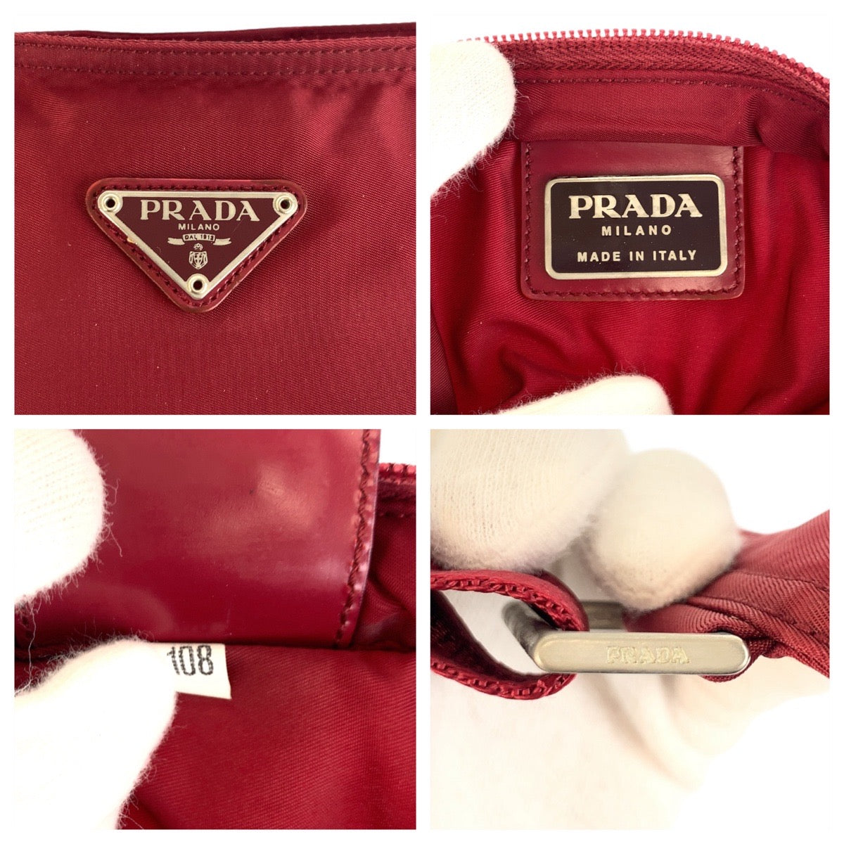 20120
PRADA プラダ テスート 三角ロゴプレート ワインレッド 赤 シルバー金具 ナイロン ショルダーバッグ メッセンジャーバッグ レディース AB22