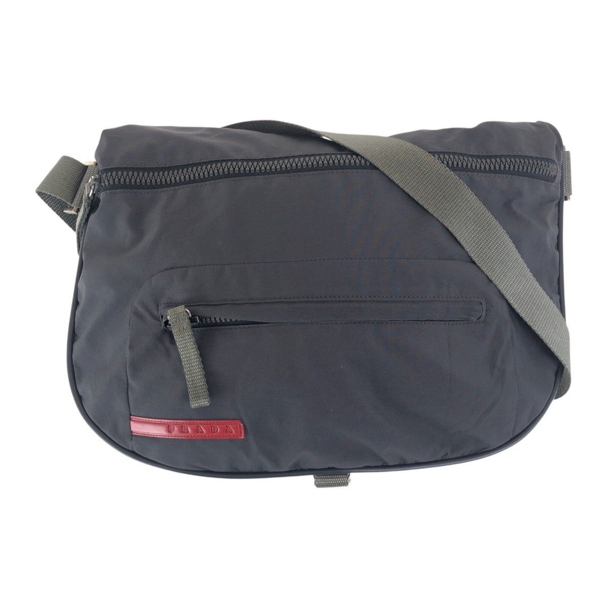 20121
PRADA プラダ スポーツ ブラック 黒 グレー シルバー金具 ナイロン ショルダーバッグ メッセンジャーバッグ メンズ AB22